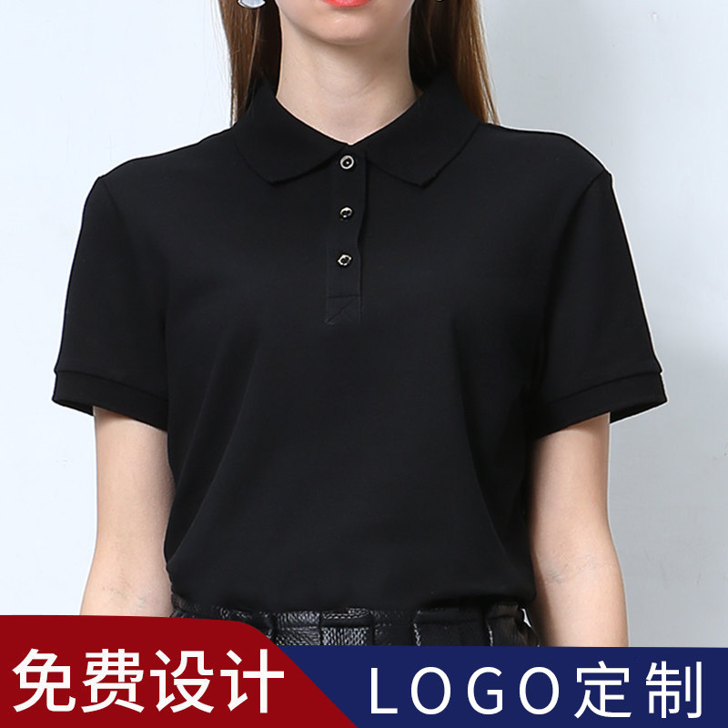 Cotton black polo shirt short sleeve female lapel T-shirt custom printed logo corporate shirt custom slim 2021 embroidery