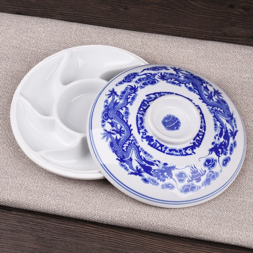 Сине-белая керамическая большая пигментированная палитра, кисть для письма