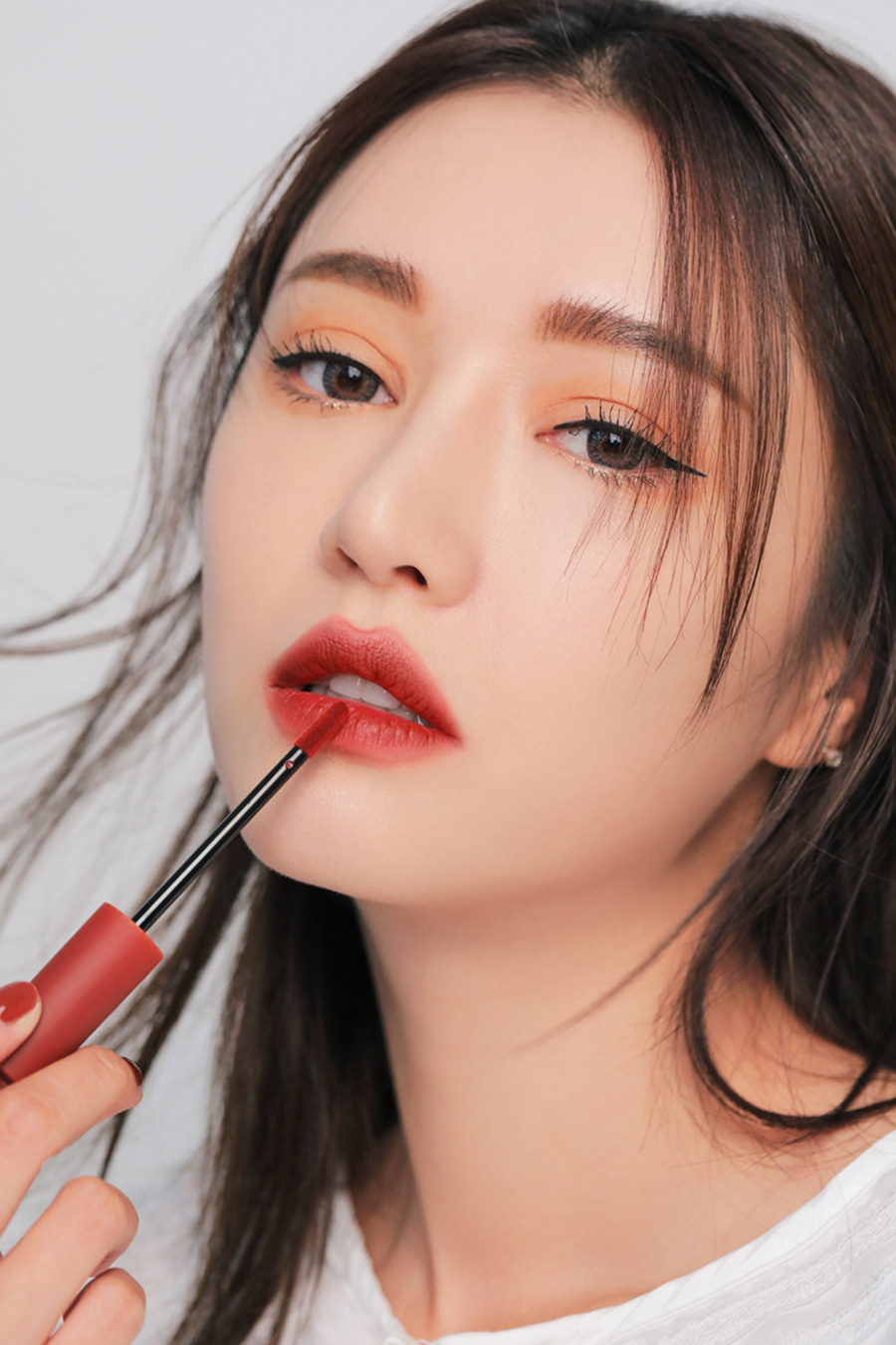 Spot Hàn Quốc 3CE mùa thu và mùa đông son môi không đánh dấu nhung mờ môi bóng mờ bí ngô màu đỏ táo / dì đỏ - Son bóng / Liquid Rouge son bóng colourpop	