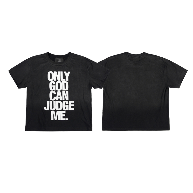 Tecninegroup (Tng) Only God Can Judge Me Slogan Black Washed Vintage T-Shirt