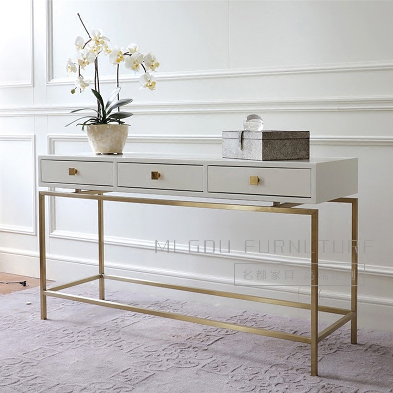 Brief modern solid wood white Xuanguan Table New Chinese style Stainless Steel Desk Fashion Door Hall end View table