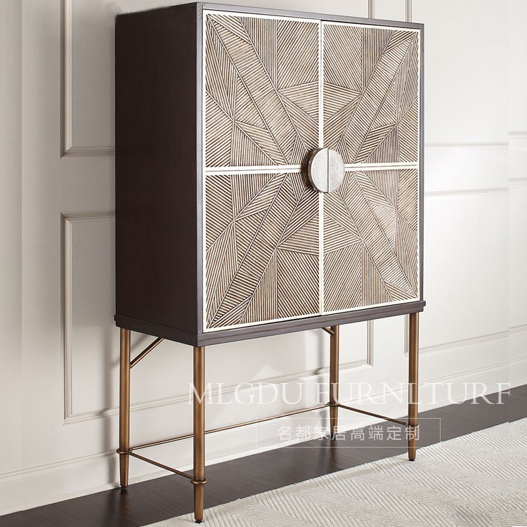 Neoclassical Solid Wood Dining Cabinet American Solid Wood Wine Cabinet Modern Minimalist Suchon Cabinet Living-room Containing Cabinet Decorated Cabinet