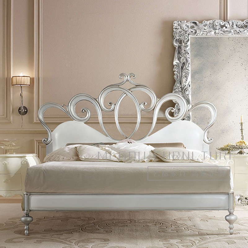 New Classical Cloth Art Double Bed Modern Solid Wood Hollowed-out Carved Double Man Bed Bedroom Princess Bed Wedding Bed Customised