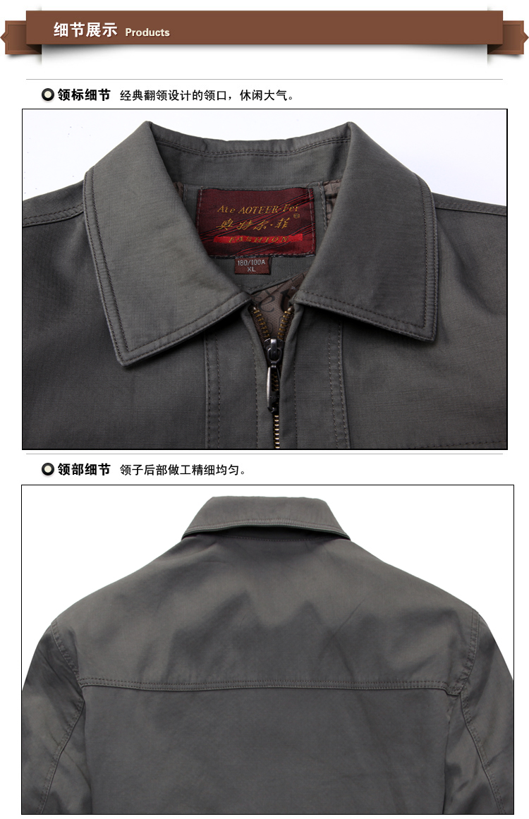 Mùa xuân và mùa thu trung niên nam áo khoác cotton mỏng cha cotton trung niên nam cổ áo khoác áo khoác cha áo khoác denim