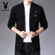 Áo khoác len đan nam Playboy nam Áo len ngoài Hàn Quốc Thanh niên nam giới mỏng manh mùa xuân và mùa thu - Áo len