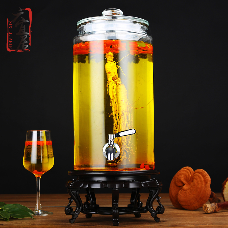 Six livable bubble wine glass bottle thickened with faucet 10 pounds stuffed bayberry wine jar sealed bubble wine jar Household