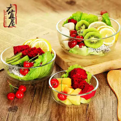 Six livable salad bowl transparent microwave oven fruit salad bowl dessert bowl soup bowl large noodle bowl set home