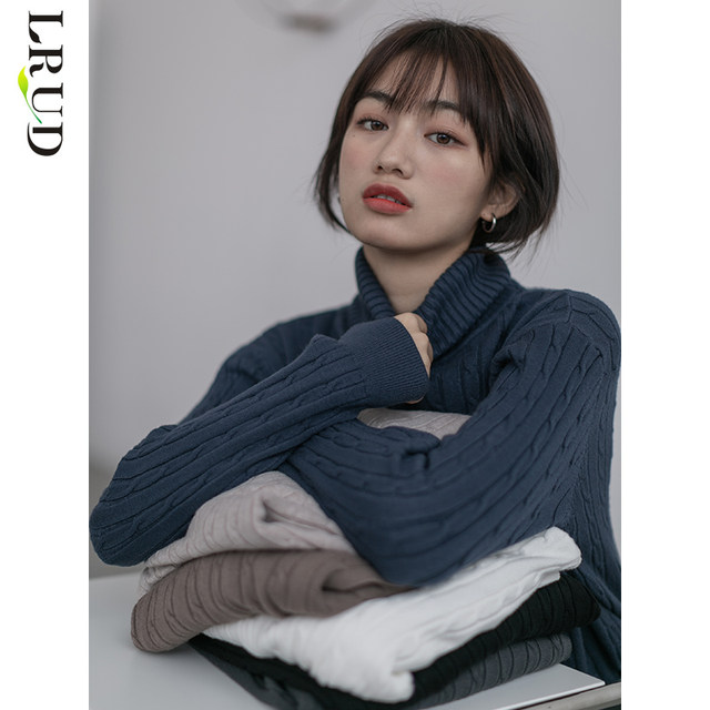 LRUD thickened turtleneck sweater women's winter 2021 new autumn and winter black outer wear bottoming shirt top knitted sweater