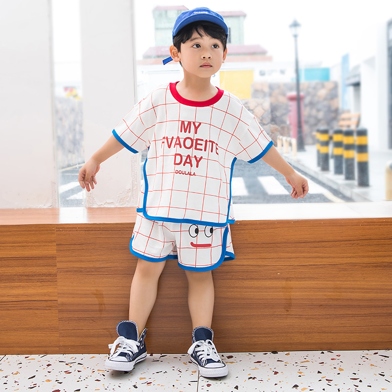 宝宝睡衣夏季薄款男孩家居服纯棉短袖儿童套装男童卡通小孩空调服