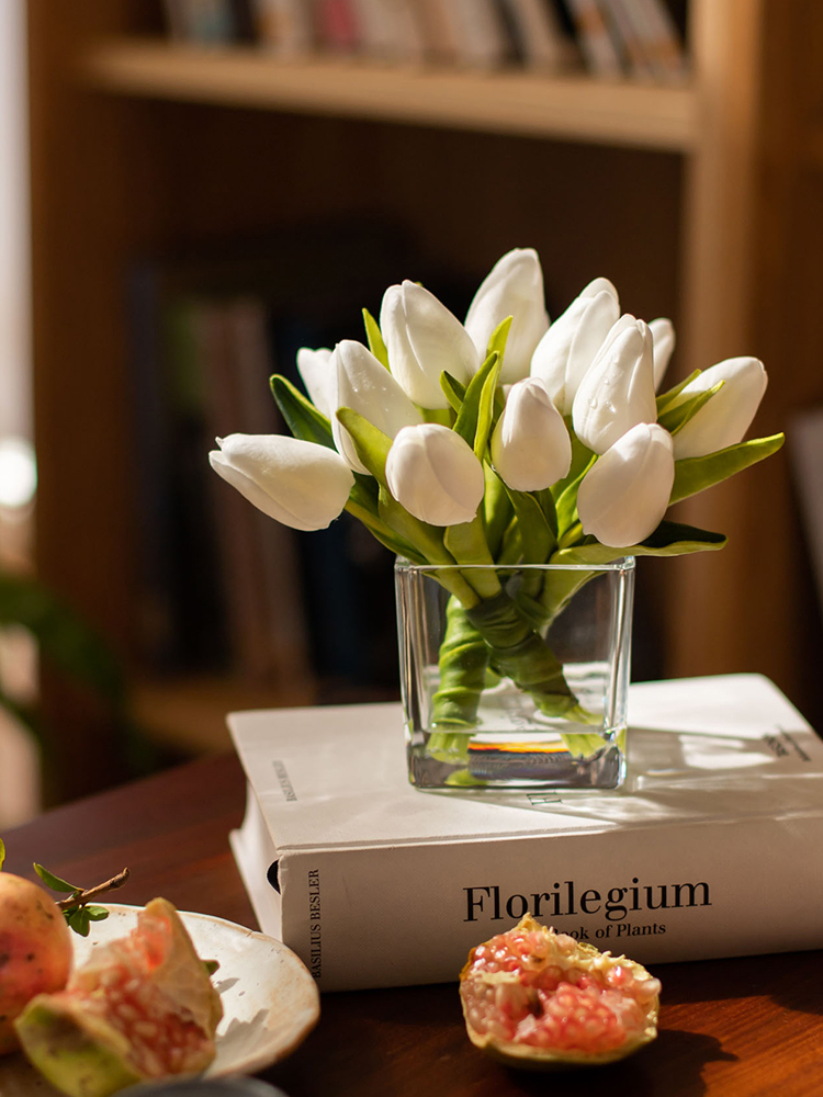 Tulipán imitación decoración Artificial sala de estar arreglo floral de seda mesa de comedor pastel_voghion.com