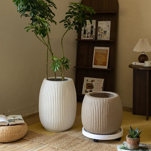 掬涵 Скандинавский простой цветочный горшок из магниевой грязи большого диаметра, черепаха Таро, зеленое растение в горшке для гостиной, напольное украшение для внутреннего цветочного горшка