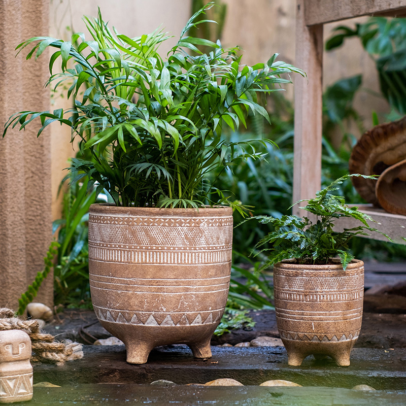 Han Prague terracotta pot vase vintage large clay pot succulent plant breathable clay pot bohemian wind