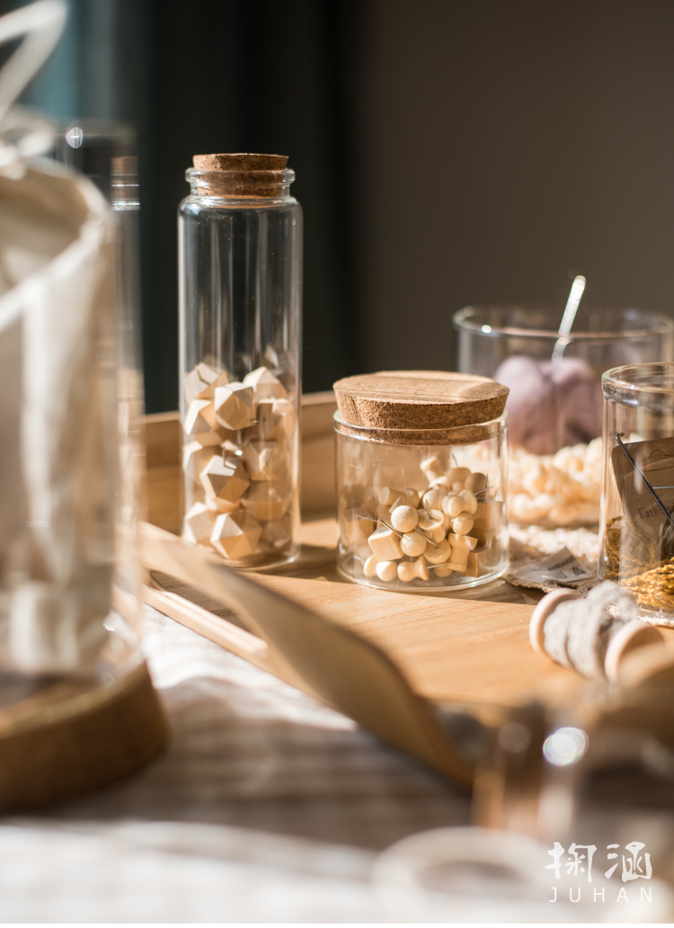 掬 nút chai thủy tinh boron cao trang trí đồ trang trí micro cảnh thủy tinh lưu trữ tạp hóa mẫu hoa khô cách trang trí phòng khách nhà vuông