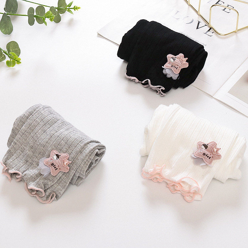 Female Baby Inner Lap Pants Thin summer pure cotton outwear white 0-3-year-old children pants grey girl black pants