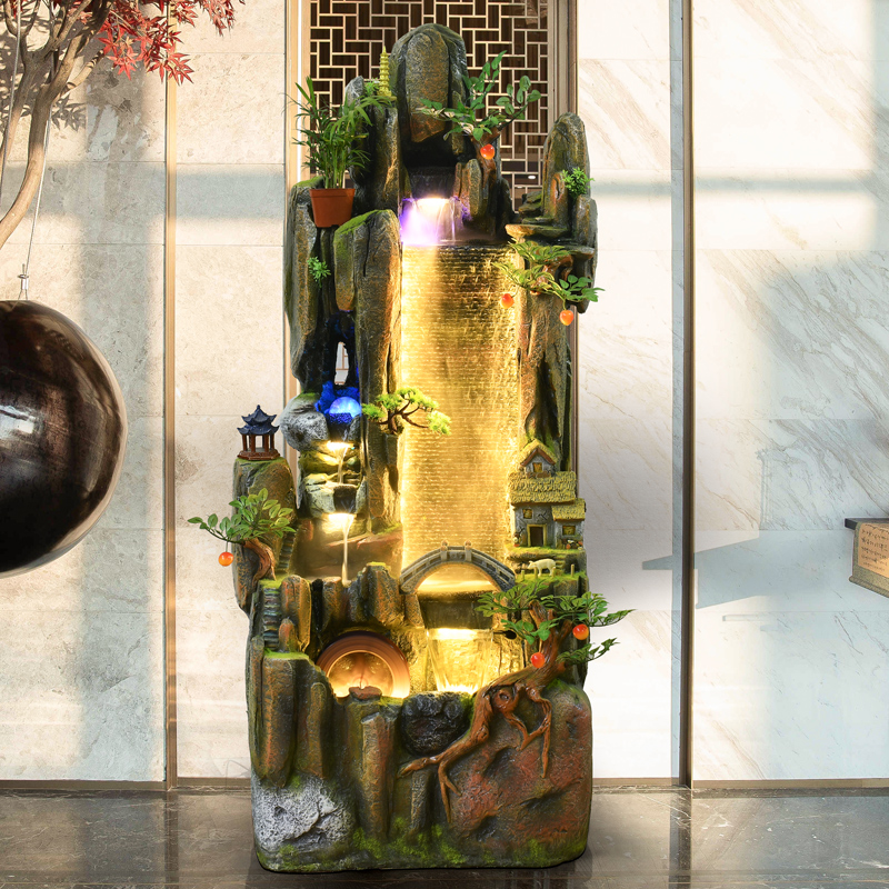 Large floor-to-ceiling rockery fountain water feature living room office balcony humidifier alpine flowing water decorative ornament landscaping