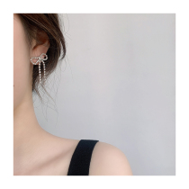 (W Dear) Original water drill butterfly knots Mosquito-Repellent Coil Ear Clip Without Ear-Earrings Temperamental Long flow Suearrings