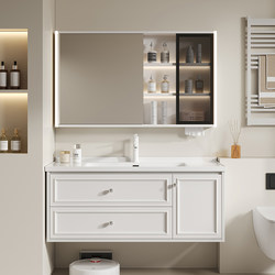 New French Style Bathroom Cabinet Ceramic Integrated Basin Bathroom White Washbasin Bathroom Cabinet Washbasin Cabinet Combination