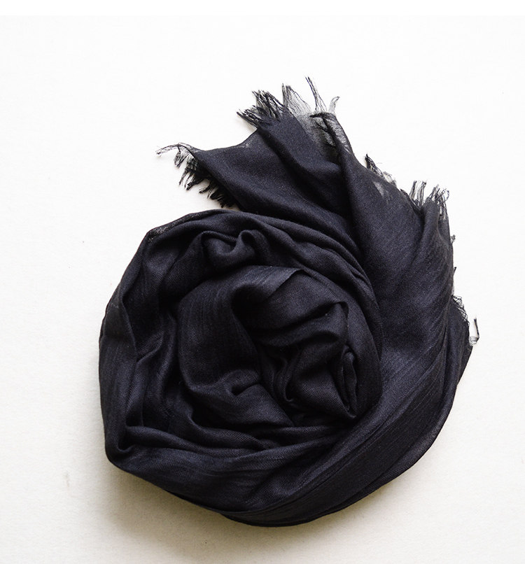 春夏季薄款男士围巾深灰色百搭黑色纯色棉麻年轻人围巾女防晒披肩详情26