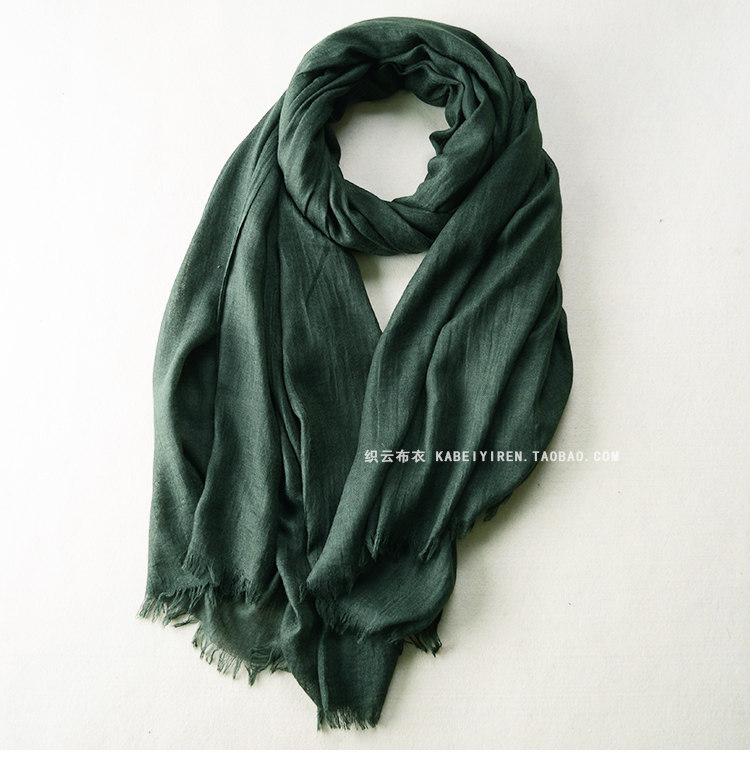 春夏季薄款男士围巾深灰色百搭黑色纯色棉麻年轻人围巾女防晒披肩详情28