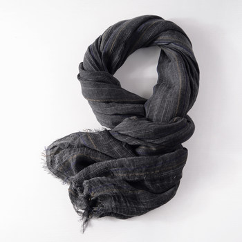 Japanese Retro Cotton and Linen Scarf for Men and Women, Versatile Casual Thin Scarf in Army Green, Blue, Black, and Gray, Sun Protection Shawl