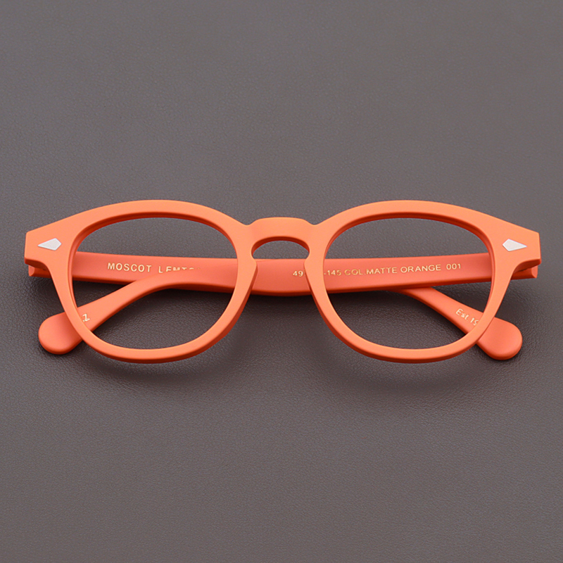 Moscot Lemtosh Eyeglass Frames for Men, Matte Orange Frame, Oval Shape, Suitable for Both Large and Small Faces, Prescription Frames for Women