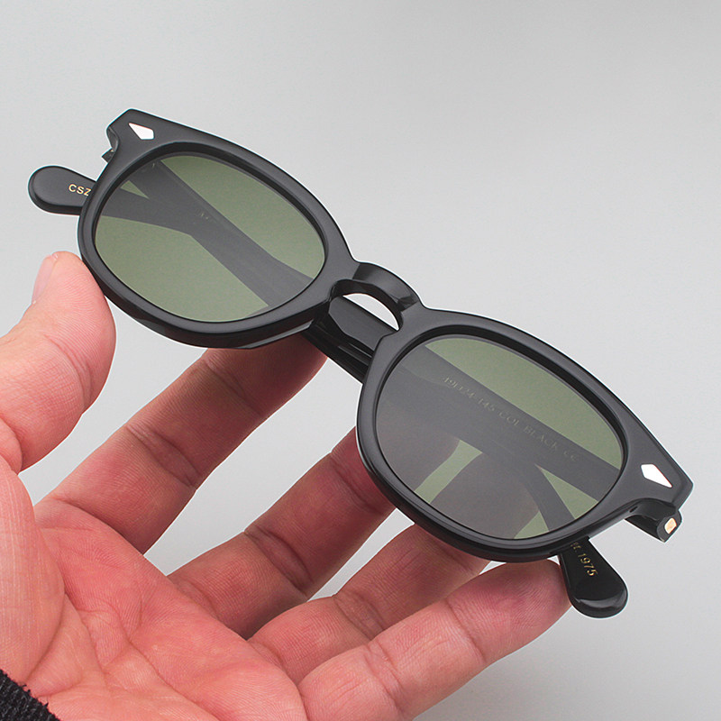 MOSCOT LEMTOSH SUNGLASSES FEMALE BLACK FRAME AMERICAN ROUND GLASSES RETRO SUNGLASSES INK GREEN LENS METAMIRROR MALE