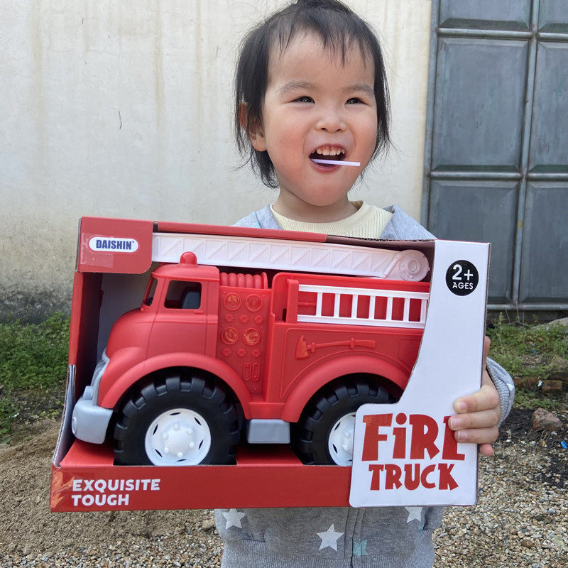 Thickened fall-resistant fire truck toy car car lift ladder car large rescue car children 2 years old 6 year old boy