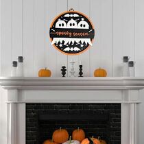 Halloween Welcome Sign Spooky Ghost Bat Halloween Door
