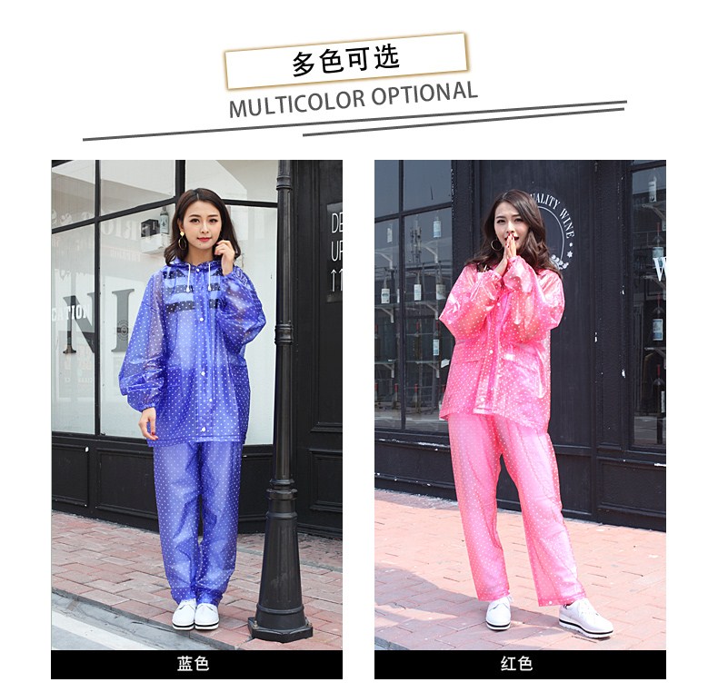 Nữ trong suốt hoa áo mưa mưa quần người lớn chia phù hợp với minh bạch dày đi bộ đường dài áo mưa bộ quần áo mưa cao cấp