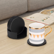 Business office leather coasters leather placemats bowl mats thermal insulation mats creative European office supplies customization