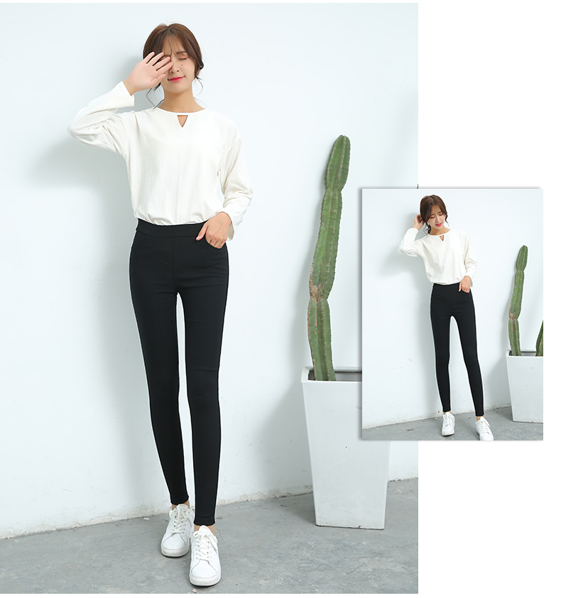 Mặc quần legging bên ngoài đeo bút chì Hàn Quốc, eo cao, chân, quần dài, giảm béo, kích thước lớn, nữ cộng với nhung, quần mùa thu dày đồ mặc nhà