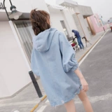 Осенняя джинсовая длинная толстовка с капюшоном, платье, юбка, средней длины, в корейском стиле, коллекция 2023