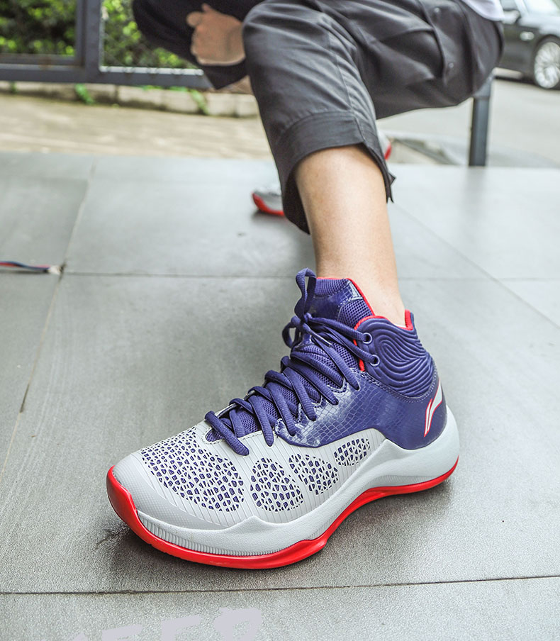 Li Ning Devil thế hệ thứ hai giày bóng rổ chống mòn Màu xanh bạc mùa hè giày thể thao sonic 5TD phiên bản đơn giản của giày nam graffiti - Giày bóng rổ sneaker nam