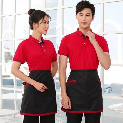 Ресторан ресторан официант рабочая одежда короткая -отель отель Catering Hotpot Hotel Fast Food Milk Tea The Workstor T -Fore Summer Clothing