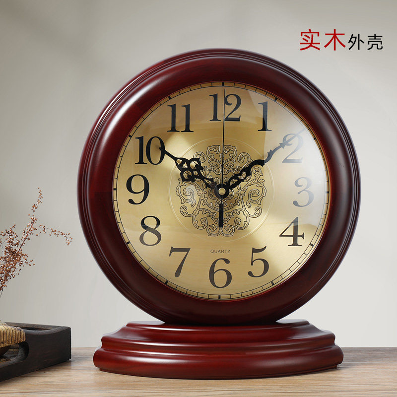 New living room grandfather clock creative art solid wood clock suitable room mute ornament Chinese wooden bedroom quartz clock