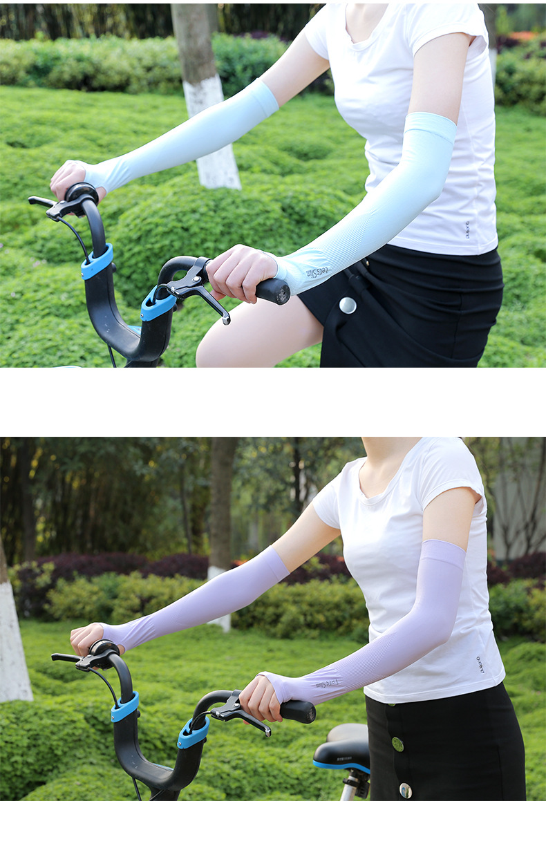 Hàn quốc phiên bản của người đàn ông chạy ngoài trời dài băng lụa kem chống nắng cuff bảo vệ UV găng tay lái xe ngoài trời ice tay áo cưỡi bộ cánh tay găng tay vải trắng