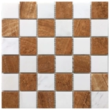 Клетчатая каменная мозаичная наклейка натуральная мраморная леса из дерева желтый ретро -арт -кирпичный кирпичный туалетный туалет