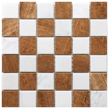 Клетчатая каменная мозаичная наклейка натуральная мраморная леса из дерева желтый ретро -арт -кирпичный кирпичный туалетный туалет