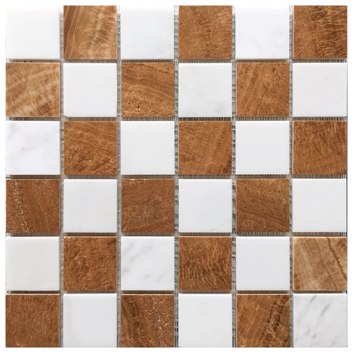 Клетчатая каменная мозаичная наклейка натуральная мраморная леса из дерева желтый ретро -арт -кирпичный кирпичный туалетный туалет