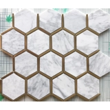 Шестиугольная мраморная мозаика на стену из нержавеющей стали