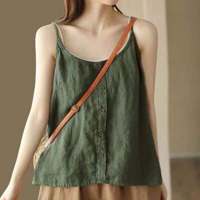 Sleeveless vest women's summer 2026 new plus-size women's loose and versatile round-neck top with a halter base layer