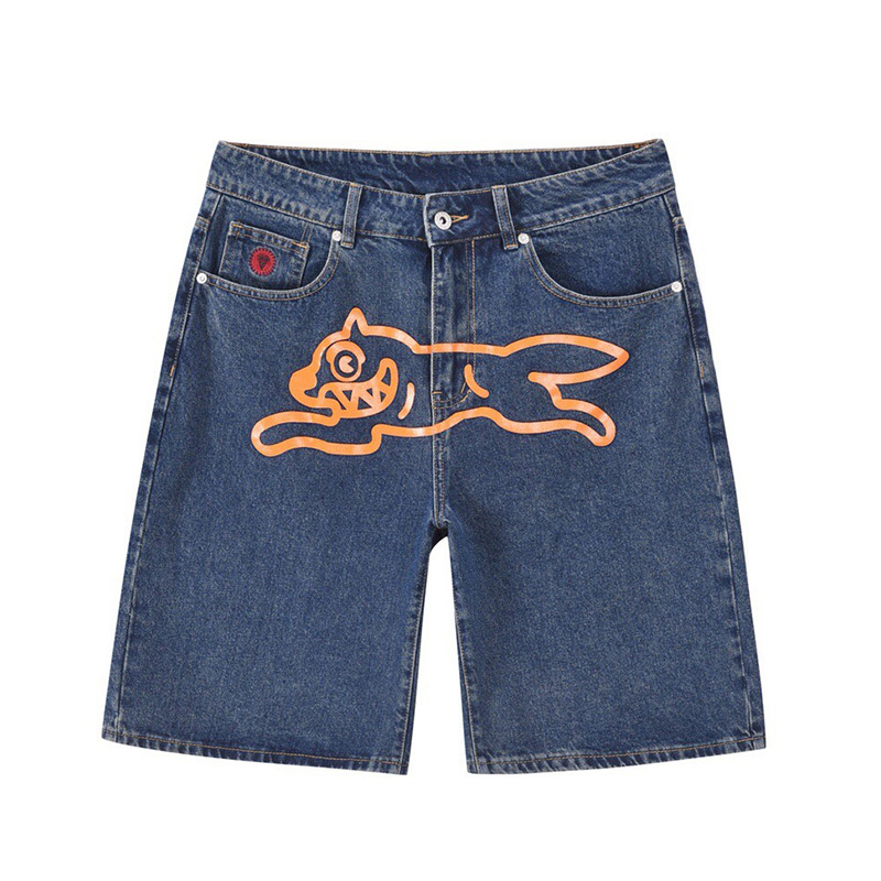 Bbc Europe Branch Ice Cream Ice Cream Series Flying Dog Denim Shorts Summer