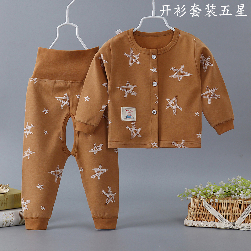 Bé Mùa Xuân và Mùa Thu Đồ Lót Set Bé Cardigan Set Đồ Lót Cao Eo Mùa Thu Quần Áo Cotton Sơ Sinh Set mua bộ đồ cho bé