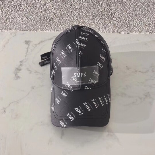 (Official Direct Mail) SMFK Black and White Letter Collar Label Fabric Hip Hop Baseball Cap