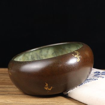 Antique literary play pure copper copper with a touch of gold copper bowl ashtray pen washing desk ornaments home retro collection old objects