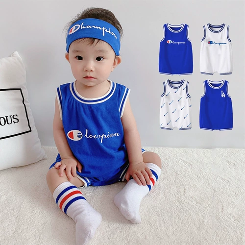 Детское боди, хлопковая летняя одежда подходит для мужчин и женщин для девочек, жилет, спортивный костюм, популярно в интернете, 0-1 лет