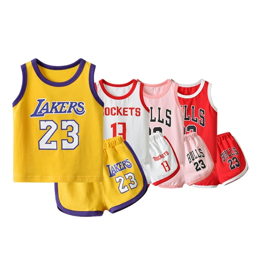 Летняя одежда, футбольная форма для раннего возраста, баскетбольная форма, жилет подходит для мужчин и женщин, спортивный костюм для девочек, комплект, популярно в интернете, 01 лет