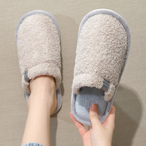 Cotton slippers female home thick bottom winter home indoor non-slip warm floor couples cotton slippers men autumn and winter
