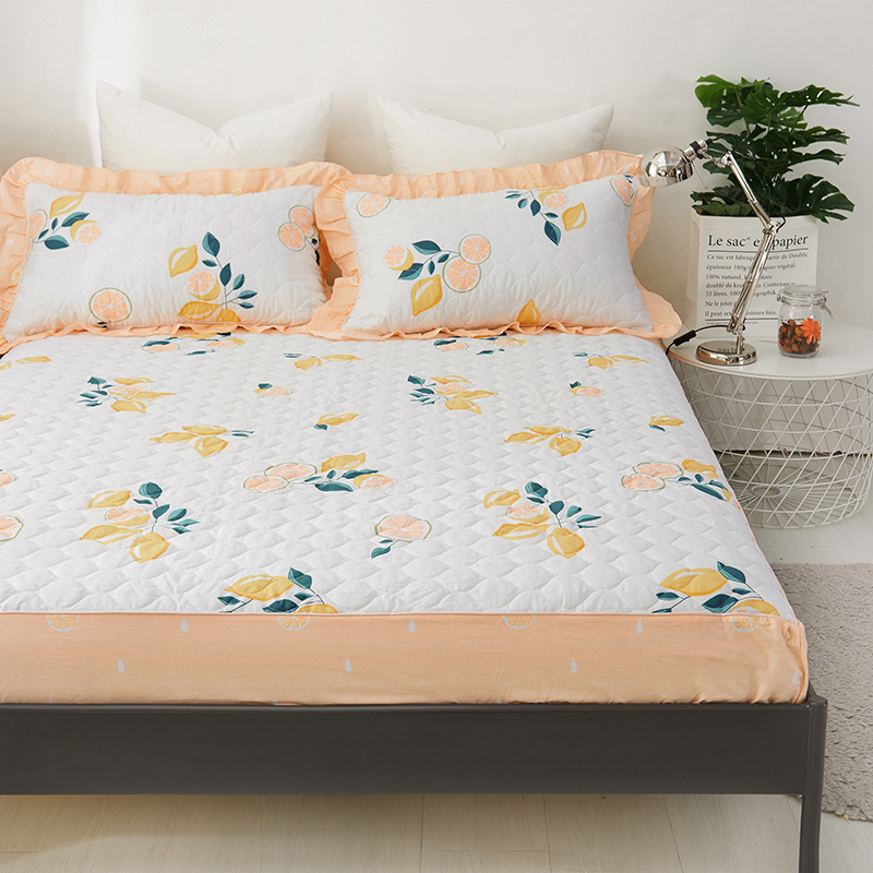 Pure cotton laminated cotton bed Bamboo Hat Single thickened All cotton 1 2m1 5 m 1 8 seats Dreambed cushion cover Anti-slip fixed bed cover