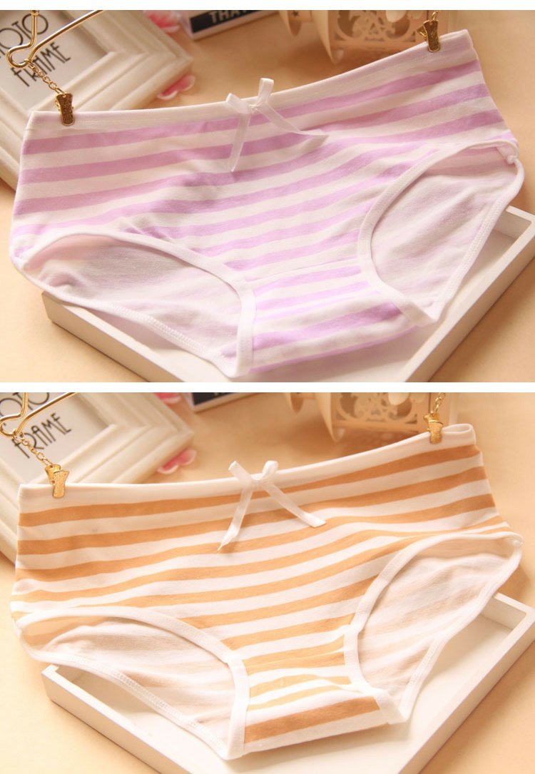 Quần lửng sọc thấp eo nữ mid-eo cotton tóm tắt màu rắn cô gái cô gái đồ lót cotton bán buôn quần lọt khe nam